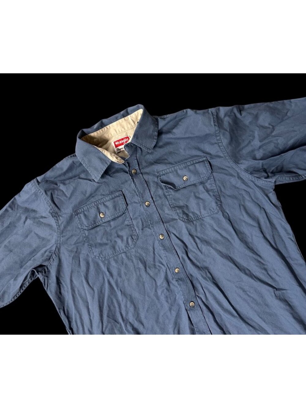Wrangler Long Sleeve Shirt Mens Large Cotton Casual Button Up Blue Pockets